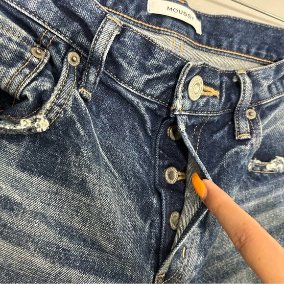 MOUSSY Rare Japanese Vintage Kelley Distressed Mid Rise Tapered Jeans Size 27 - Picture 5 of 12